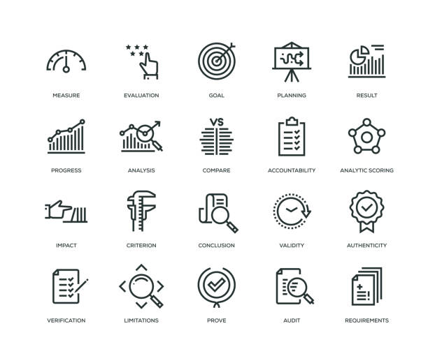 Assessment Icons - Line Series Assessment Icons - Line Series measuring stock illustrations
