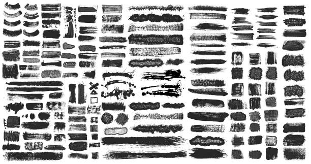 Grunge Brush Stroke Paint Boxes Backgrounds Grunge Brush Stroke Paint Boxes Backgrounds Black and White paper texture stock illustrations
