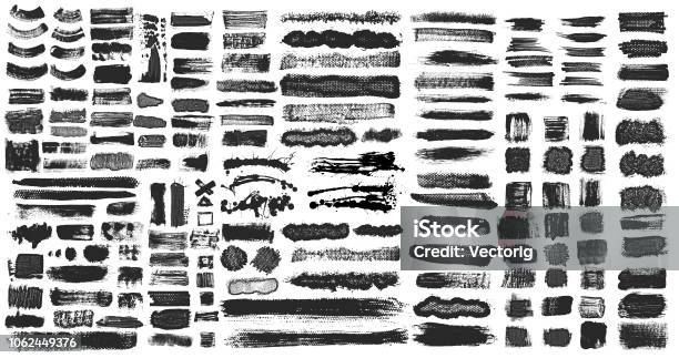 Grunge Brush Stroke Paint Boxes Backgrounds Stock Illustration - Download Image Now - Grunge Image Technique, Dirty, Textured