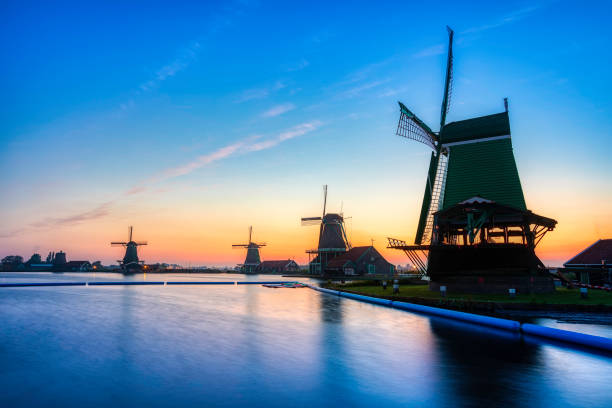 istock Dutch landscape with vintage windmill in the evening (HDRi) 1062453590
