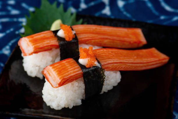 istock Japanese crab stick or kani sushi. 1062456384