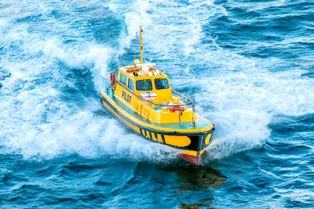 istock Pilot Boat - Yellow and Black, Fast Moving 1062457896