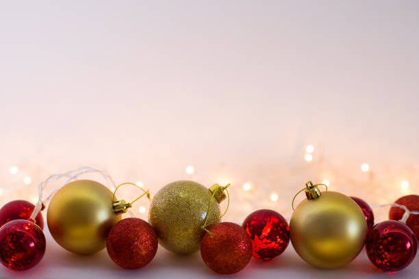 istock Christmas background with gold and red balls 1062461044