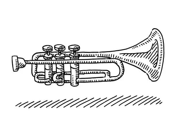 Vector illustration of Trumpet Music Instrument Drawing