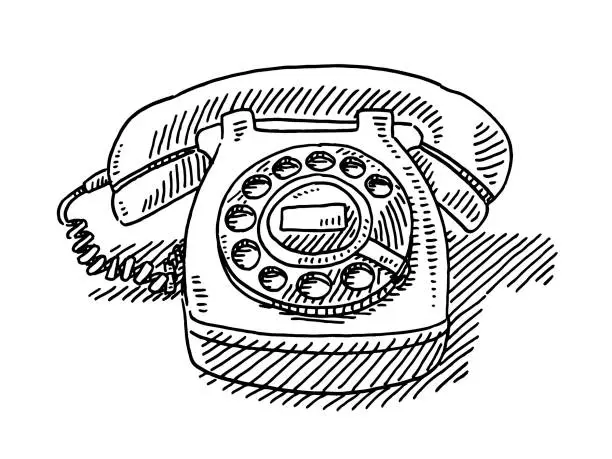 Vector illustration of Vintage Telephone Drawing