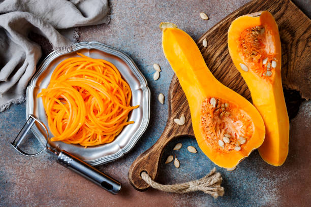 istock Spiralized butternut squash spaghetti. Low carb vegetable pasta cooking 1062480678