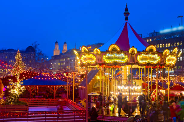 Christmas market in Zurich, Switzerland stock photo