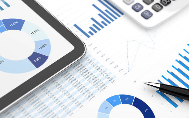 istock Stock market finance account report tablet pc chart value 1062495254
