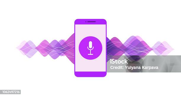 Application On Mobile Assistant For Voice Recognition Speech Detect Concept Of Deep Learning Stock Illustration - Download Image Now