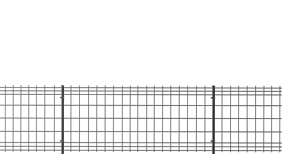 grating wire industrial fence panels, grey pvc metal fence panel on isolated white background 3d illustration