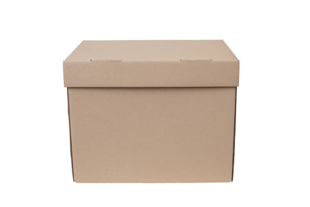 istock Brown cartoon moving and storage box isolated on white background. 1062503926