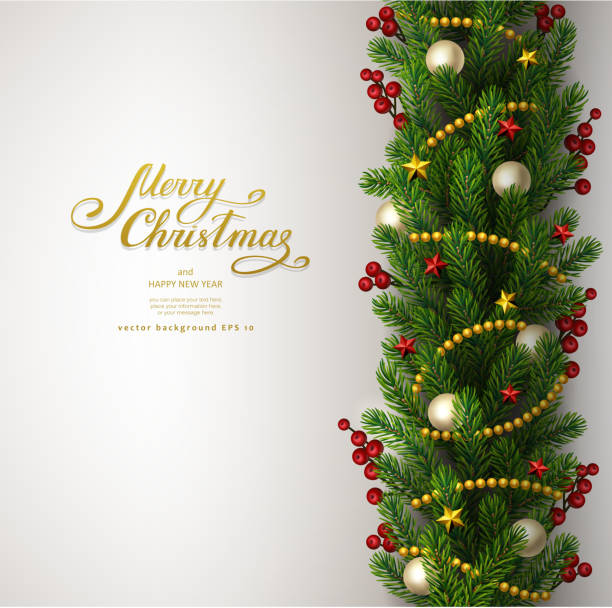 illustrazioni stock, clip art, cartoni animati e icone di tendenza di sfondo natalizio con abete - fir tree christmas tree isolated