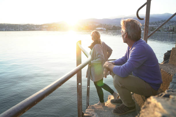 istock Couple look accross water to sunset 1062511020