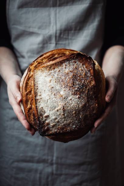 Freshly baked organic sourdough bread