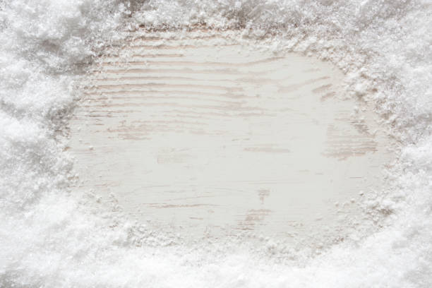 Rustic White Wooden Background, Copy Space, Snow stock photo