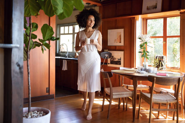 Young woman spending a relaxing day in her beautiful home