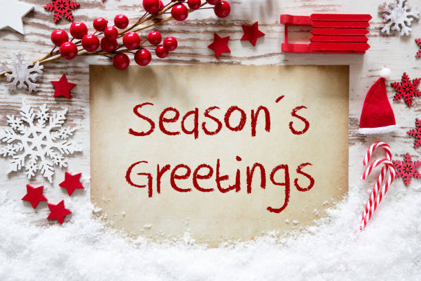 istock Bright Christmas Decoration, Snow, English Text Seasons Greetings 1062520596