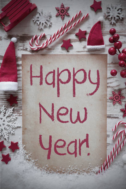 istock Retro Christmas Flat Lay, Snow, Happy New Year 1062521634