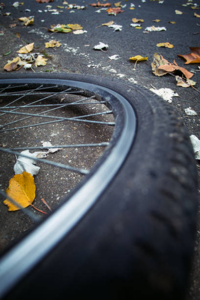 istock Bicycle rear wheel at cycling lane 1062536148