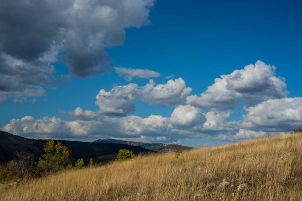Beatuful lanscape with hills and blue sky of Eastern Serbia