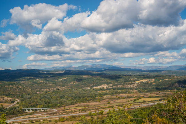 Beatuful lanscape with hills and blue sky of Eastern Serbia