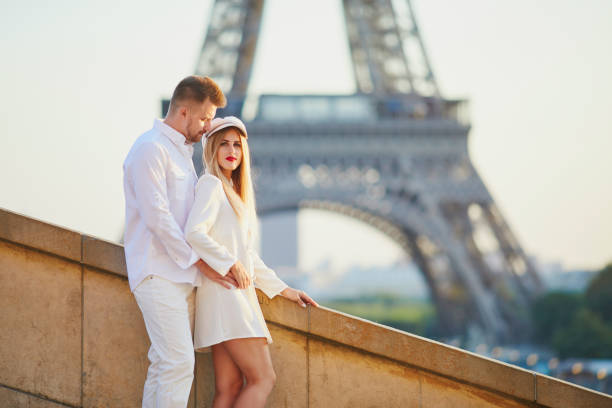 istock Romantic couple having a date near the Eiffel tower 1062540936
