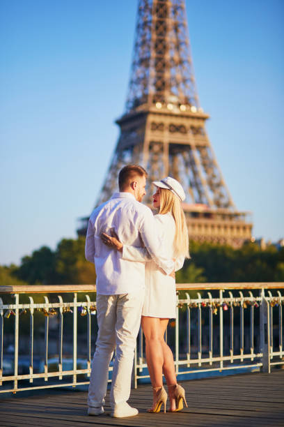 istock Romantic couple having a date near the Eiffel tower 1062541046