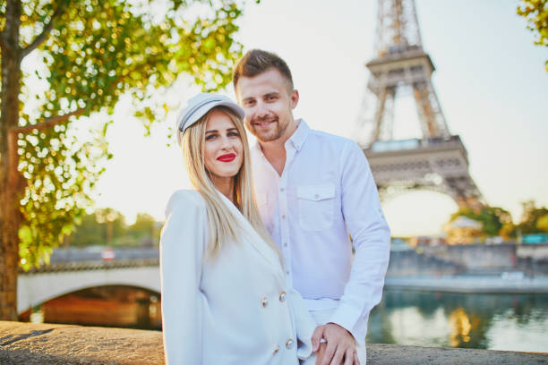 istock Romantic couple having a date near the Eiffel tower 1062541120