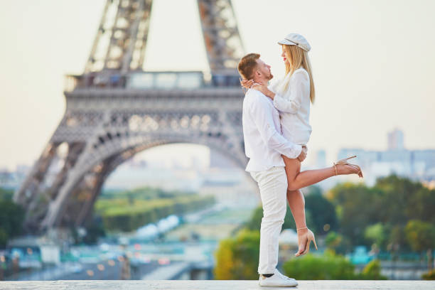 istock Romantic couple having a date near the Eiffel tower 1062542540