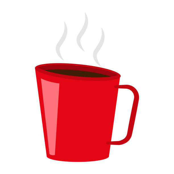 Red Cup Of Hot Coffee Vector Cartoon Flat Illustration Of Mug With Drink  Isolated On A White Background Stock Illustration - Download Image Now -  iStock