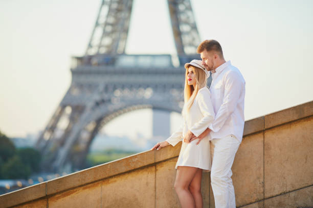 istock Romantic couple having a date near the Eiffel tower 1062542986