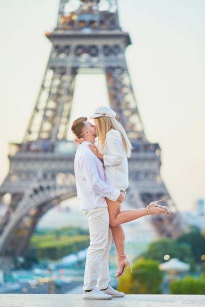 istock Romantic couple having a date near the Eiffel tower 1062543174
