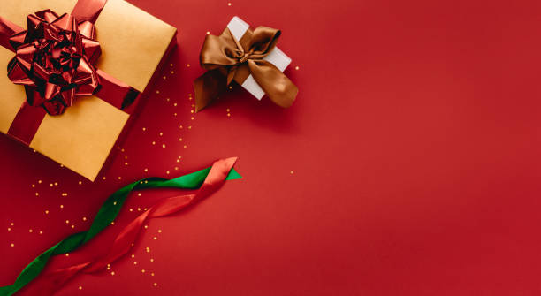 istock Gift boxes with stars and colorful ribbions 1062545728