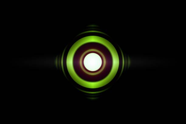 grünes licht-augen-effekt mit schallwellen oszillierende hintergrund abstrakt - ambient sound flash stock-fotos und bilder