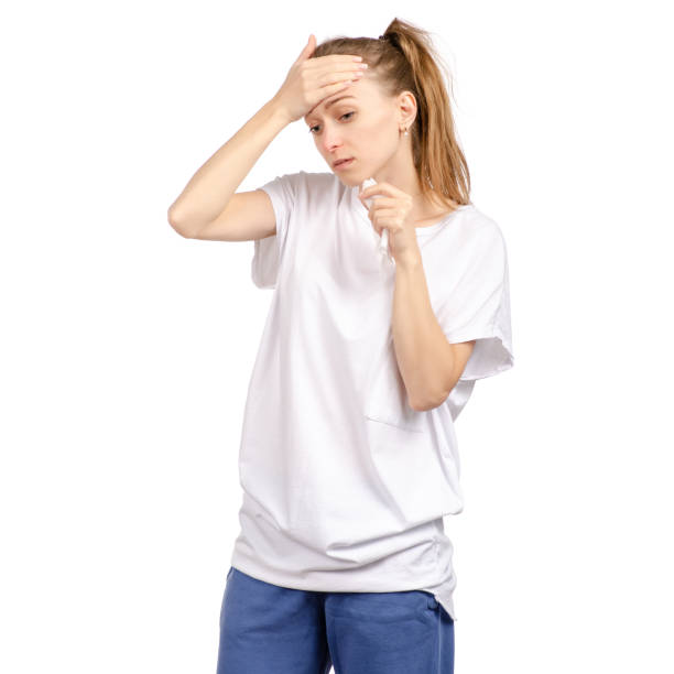 istock Beautiful woman is sick ill colds headache 1062548448