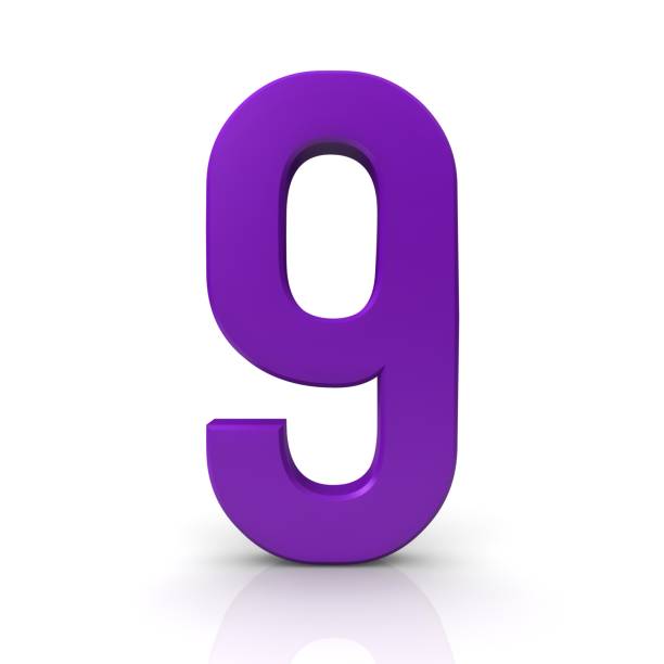 Number 9 Purple 3d Sign Isolated Stock Photo - Download Image Now