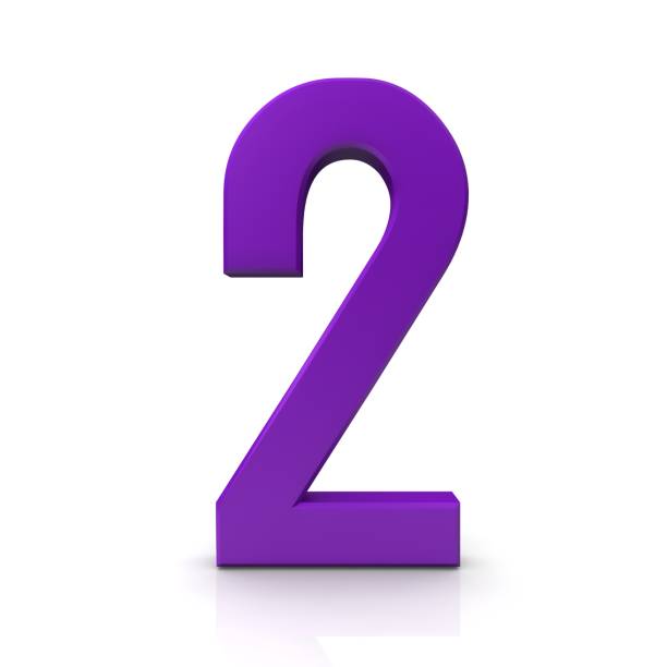 Number 2 Purple 3d Sign Isolated Stock Photo - Download Image Now