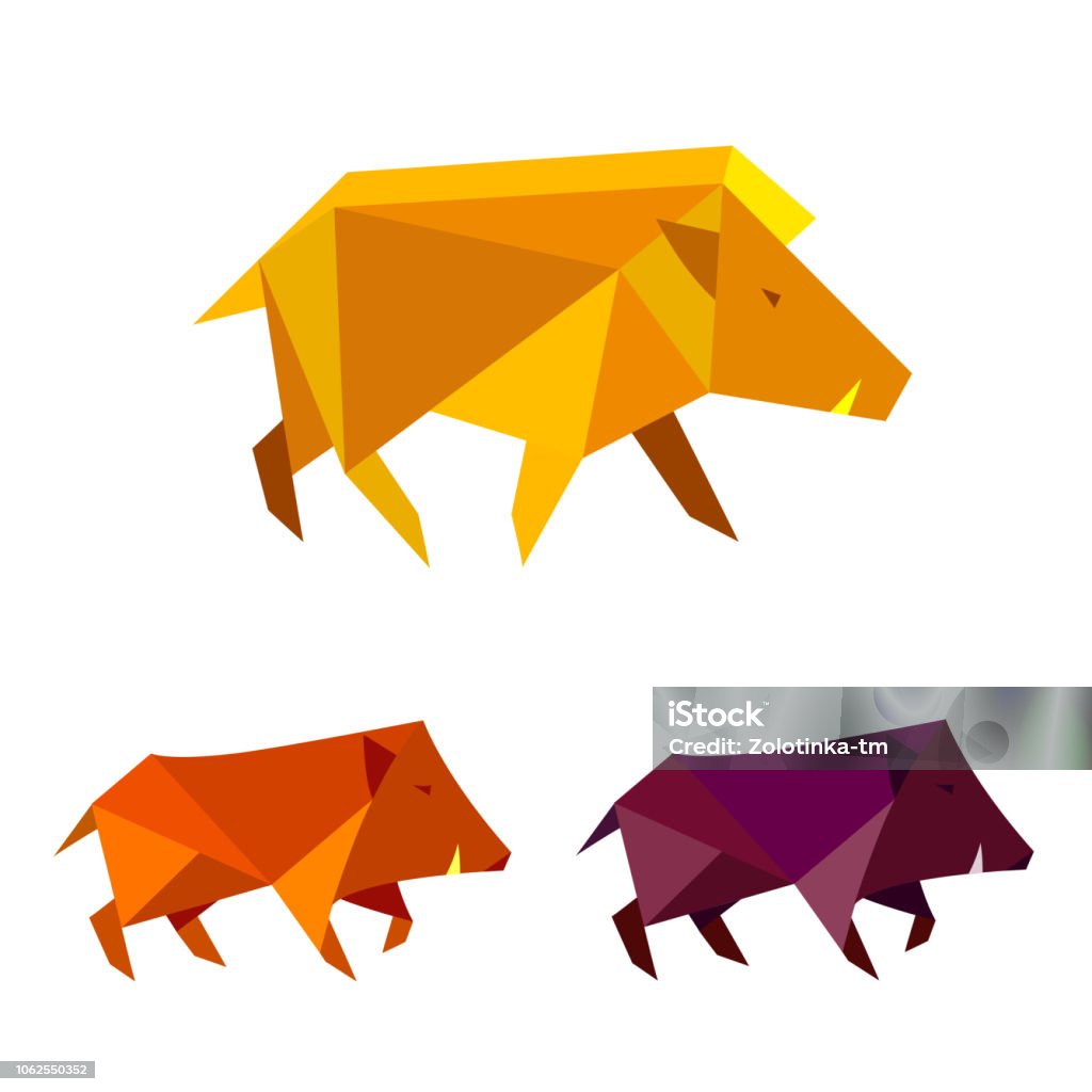 Sanglier de Low poly. Signe de style géométrique polygonale de cochon. - clipart vectoriel de Sanglier libre de droits