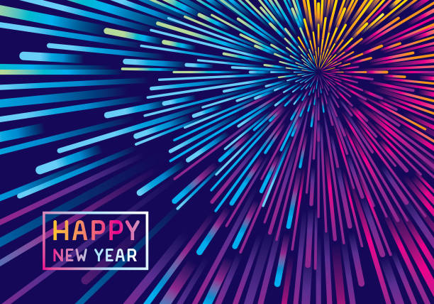 New year fireworks background Editable vector illustration on layers. This image includes one clipping mask. new years eve party stock illustrations