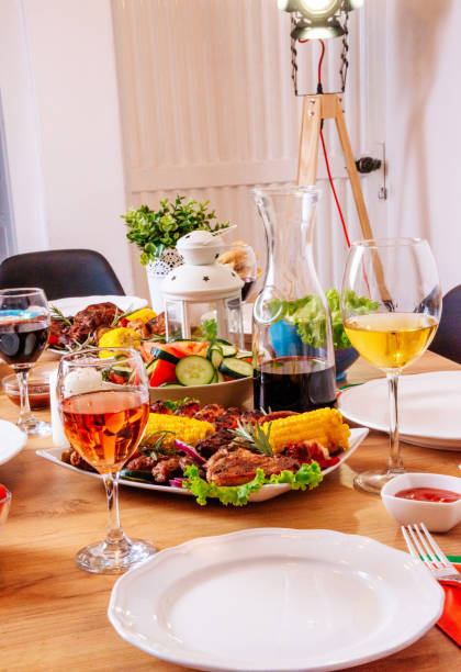 istock Barbecue meat and vegetables set on the dining table 1062556968