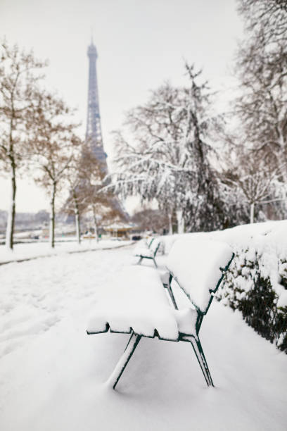 istock Scenic view to the Eiffel tower on a day with heavy snow 1062557114