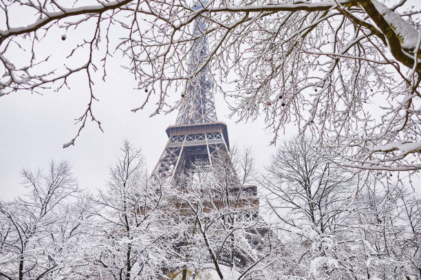 istock Scenic view to the Eiffel tower on a day with heavy snow 1062557144