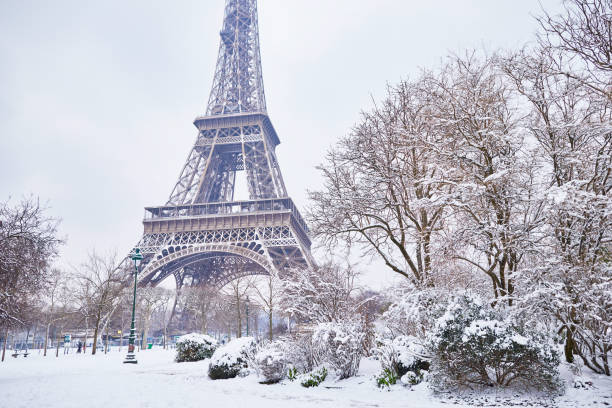 istock Scenic view to the Eiffel tower on a day with heavy snow 1062557246