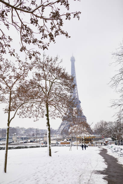 istock Scenic view to the Eiffel tower on a day with heavy snow 1062557324