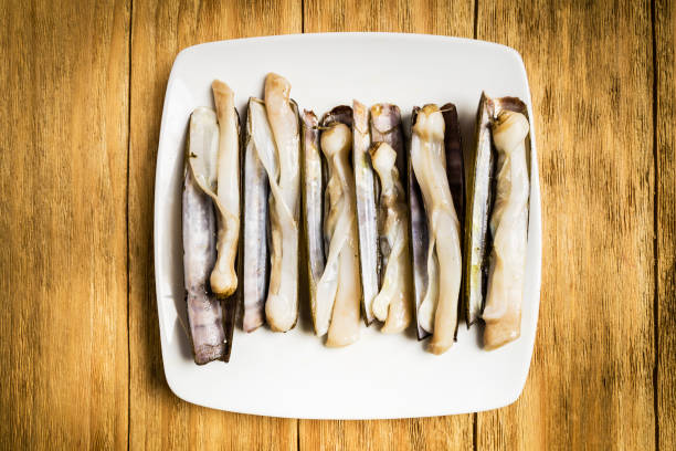 istock grilled penknives with parsley and half a lemon on a white plate 1062559772