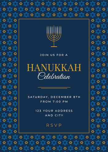 Hanukkah Celebration invitation with Star of David pattern - Illustration