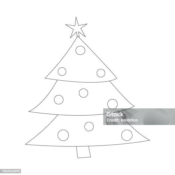 Vector Christmas Tree Decorated With Balls And Star Stock Illustration - Download Image Now