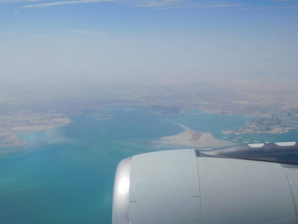 istock Doha aerial view from the airplane 1062567518