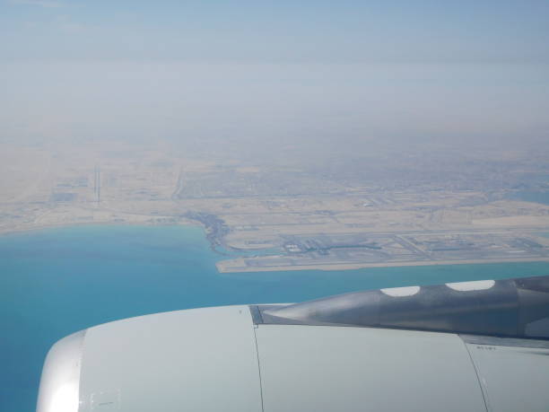 istock Doha aerial view from the airplane 1062567522