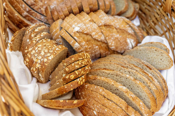 istock Fresh baked bread with seeds in a basket 1062570446